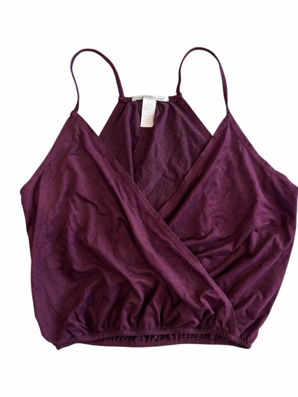 Charlotte Russe Plum Faux Suede Halter Top – Surplice Front